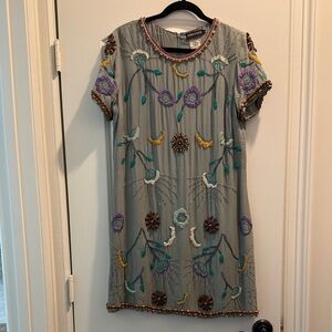 Antik Batik Multicolor Embroidered Mini Dress